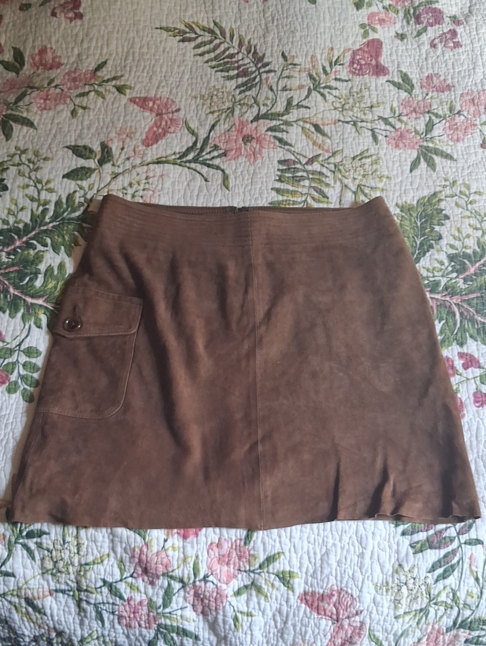 J. Crew Brown Suede Mini Skirt with Flap Pocket